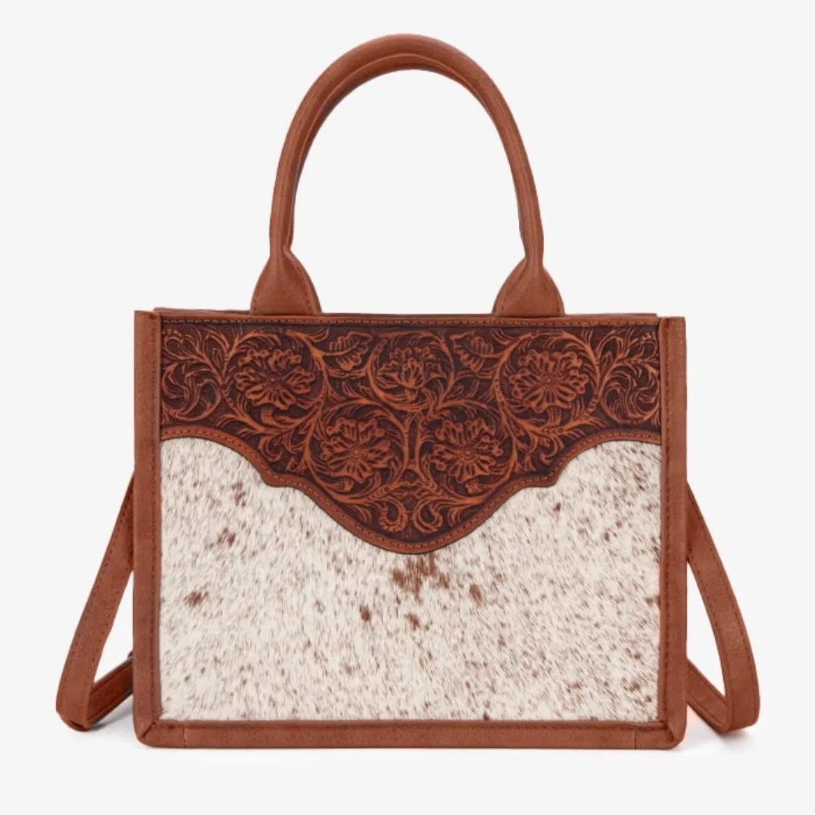 Trinity Ranch Embossed Floral Concealed Carry Tote Brown