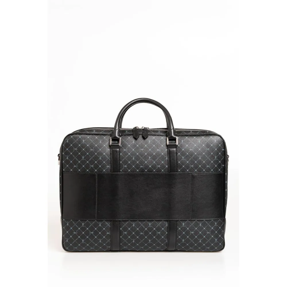 Trussardi Black Leather Men Briefcase