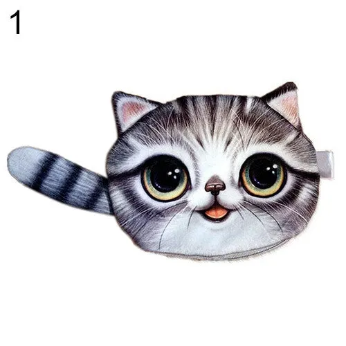 Unisex Cute Animal Cartoon 3D Cat / Dog Face Bag Coin Change Purse Case Wallet Change Pocket Ladies Workmanship Change Purse