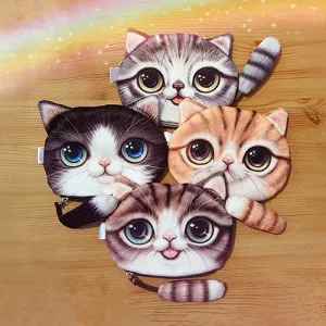 Unisex Cute Animal Cartoon 3D Cat / Dog Face Bag Coin Change Purse Case Wallet Change Pocket Ladies Workmanship Change Purse