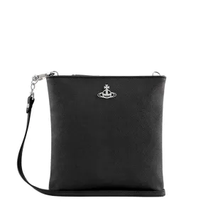 Vivienne Westwood Saffiano Plain Black New Square Shape Crossbody Bag