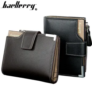 wallet men  leather multifunction men wallets zipper coin pocket trifold purse card holder hasp wallet zipper purse small