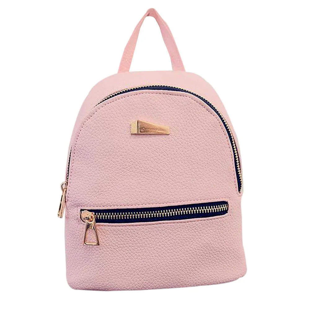 Women leather backpack Hit color feminine school bags for teenagers rucksack Leisure knapsack backpacks travel 19cm*17cm*12cm