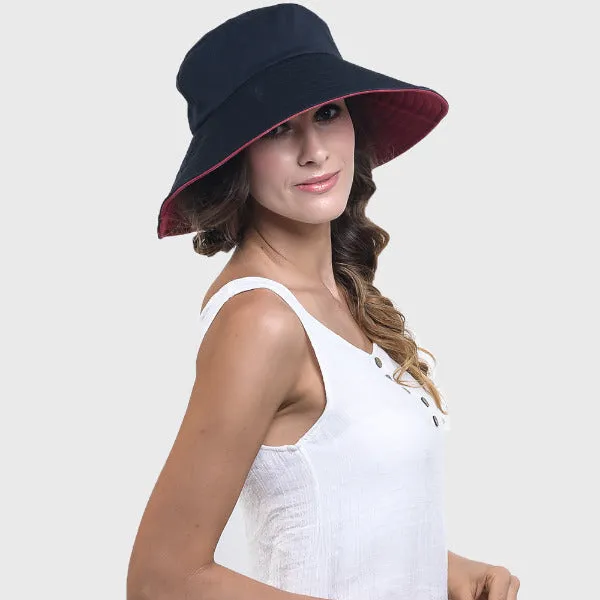 Women Reversible Wide Brim Bucket Hat UV218