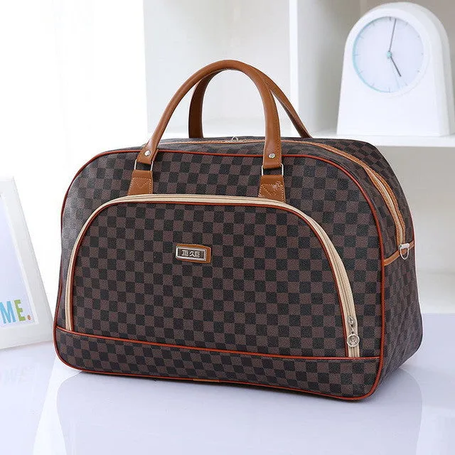 Women Travel Bags 2016 Fashion Pu Leather Large Capacity Waterproof Print Luggage Duffle Bag Casual Travel Bags PT1083