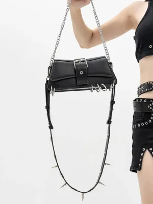 Y2K Chain Gothic Rivet Underarm Spike Vintage Leather Cool Tote Bag