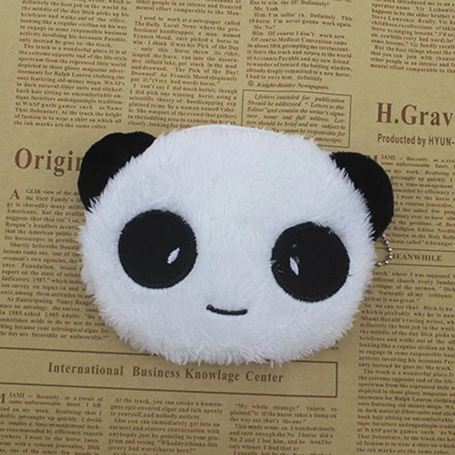 YIYOHI Hot On Sale Kawaii Cartoon Panda/Squirrel Children Plush Coin Bag  Purse Zip Change Purse Wallet Kids Girl Women For Gift